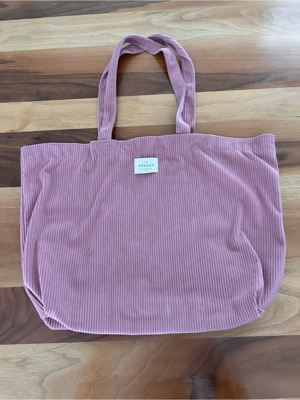 Sezane Pink Corduroy Tote Bag
